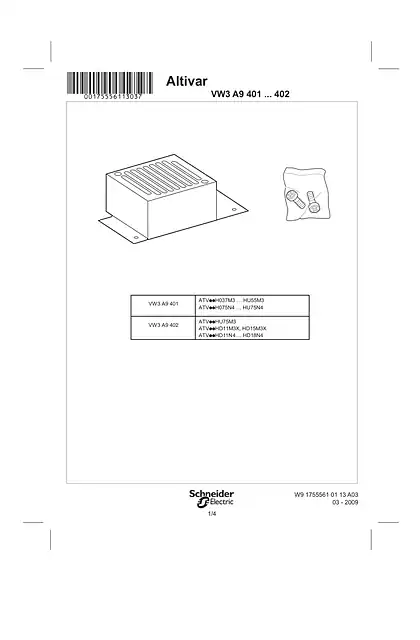 schneider施耐德Instruction sheet - Control card fan kit - VW3A9401_ 402